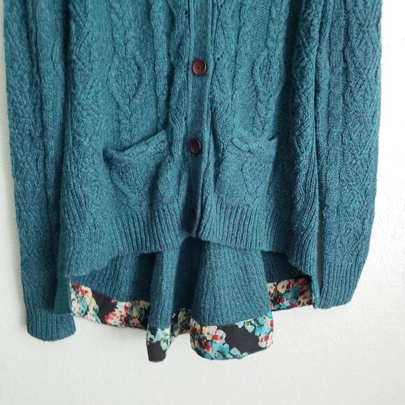 Anthropologie Far Away From Close Teal Wool Blend Cardigan - Picture 6 of 9